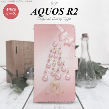 SH-03K/SHV42/706SH AQUOS R2 手帳型スマホケース カバー ツリーオブジェ ピンク  nk-004s-r2-dr305