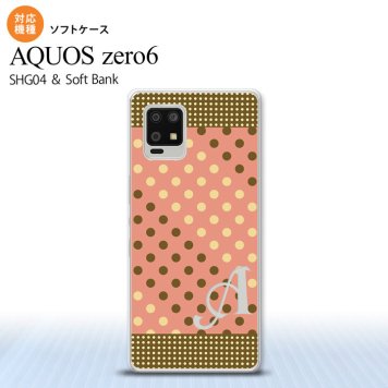 SHG04 SHG04 ZERO6 AQUOS zero6 スマホケース ソフトケース ドット 水玉 C サーモンピンク 茶 +アルファベット メンズ レディース nk-zero6-tp1641i