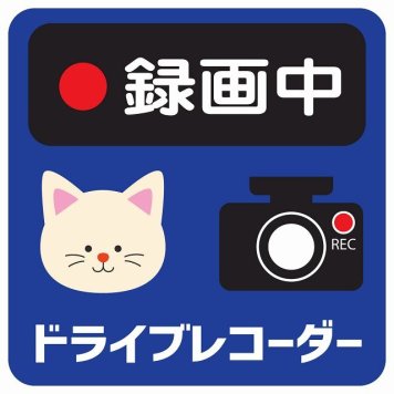 ドラレコ ステッカー シール 録画中 ドライブレコーダー ねこ ネイビー 13x13cm 正方形 おしゃれ かわいい ドラレコシール 安全対策 危険運転 煽り運転 前後 アニマル 動物 イラスト付 ドライブレコーダー REC  カーサイン