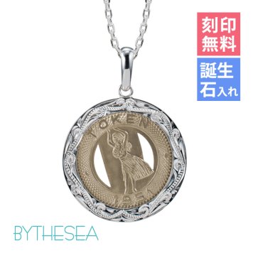 ハワイアンジュエリー ネックレス シルバー ネックレス 刻印 無料 誕生石入れ可 バストークン コイン フラダンサー ロジウムコーティング メダル シルバー925 ギフトラッピング可能 長さ選べる プレゼント ハロウィン 【品番：CG-SP302】