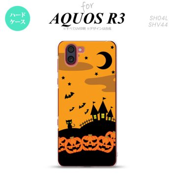 SH-04L SHV44 R3 AQUOS R3 スマホケース カバー ハロウィン 屋敷 オレンジ nk-r3-401