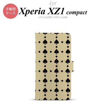 【手帳型 スマホ カバー ケース】【SO02K】【エクスペリア XZ1】手帳型 ケース SO-02K スマホ カバー Xperia XZ1 Compact エクスペリア トランプ(スペード) ベージュ×黒 nk-004s-so02k-dr539【メール便送料無料】