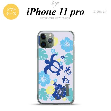 iPhone11Pro iPhone11 Pro スマホケース ソフトケース ホヌ ハイビスカス 青 +アルファベット メンズ レディース nk-i11p-tp1107i