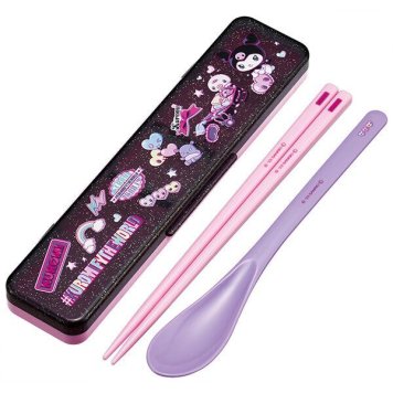 KUROMI wonder journey 抗菌 音のならないコンビセット 箸18cm スケーター ※送料無料(ポスト投函)