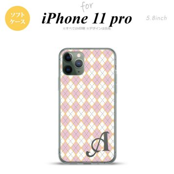 iPhone11Pro iPhone11 Pro スマホケース ソフトケース アーガイル ピンク グレー +アルファベット メンズ レディース nk-i11p-tp1411i