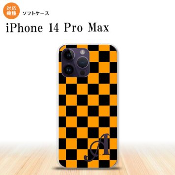 iPhone14 ProMax iPhone14 Pro Max スマホケース 背面ケースソフトケース スクエア 黒 オレンジ +アルファベット 2022年 9月発売 nk-i14pm-tp761i