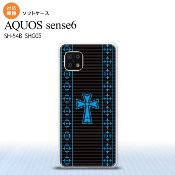 SH-54B SHG05 AQUOS sense6 スマホケース ソフトケース ゴシック 黒 水色 メンズ レディース nk-sens6-tp1009