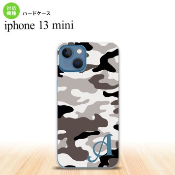 iPhone13mini iPhone13 mini ケース ハードケース ウッドランド 迷彩 A グレー +アルファベット  nk-i13m-1145i