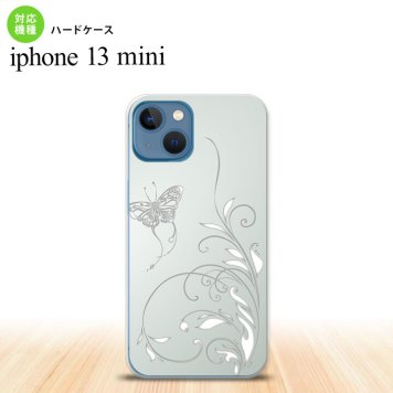 iPhone13mini iPhone13 mini ケース ハードケース 蝶と草 グレー  nk-i13m-1631