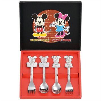 「ミッキー＆ミニー」ステンレス・スプーン＆フォーク4pc MM-152R  キッチン キッチン雑貨  内祝 内祝い お祝 御祝 記念品 出産内祝い プレゼント 快気祝い 粗供養 引出物