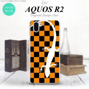 AQUOS R2 アクオス アール2 SH-03K SHV42 専用 スマホケース カバー ハードケース トカゲ オレンジ nk-r2-862[スマホ,スマホケース,スマホカバー,ケース,カバー,ジャケット]