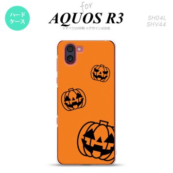 SH-04L SHV44 R3 AQUOS R3 スマホケース カバー ハロウィン カボチャスタンプ オレンジ nk-r3-410