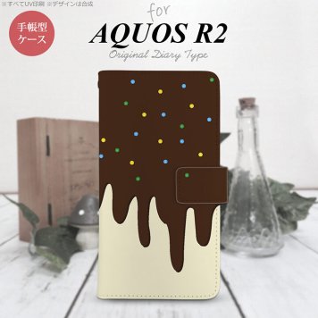 SH-03K/SHV42/706SH AQUOS R2 手帳型スマホケース カバー アイス 黄  nk-004s-r2-dr349