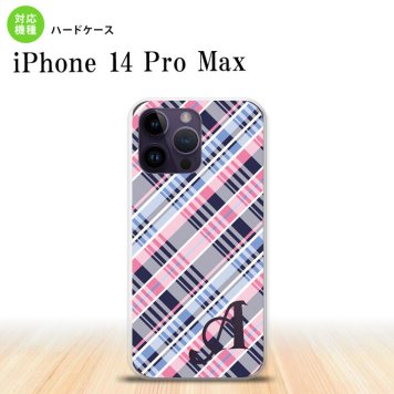 iPhone14 ProMax iPhone14 Pro Max スマホケース 背面ケース ハードケース チェック A ピンク 青 +アルファベット 2022年 9月発売 nk-i14pm-439i