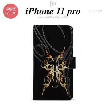 iPhone11Pro iPhone11 Pro 手帳型スマホケース カバー ピンスト 黒 黄  nk-004s-i11p-dr1241