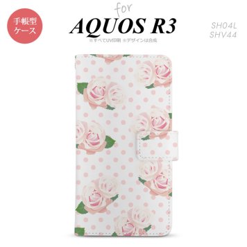 SH-04L/SHV44 AQUOS R3 手帳型スマホケース カバー バラ ドット クリア  nk-004s-r3-dr785