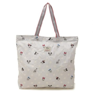 キャスキッドソン Cath Kidston バッグ トートバッグ ショルダーバッグ 折りたたみ 735209 LARGE FOLDAWAY TOTE-DISNEY ディズニー コラボ Light Grey Mickey & Friends Button Spot ライトグレー系マルチ