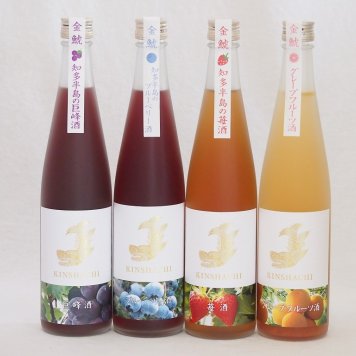愛知果物キュール4本セット(山田錦吟醸ブレンド グレープフルーツ酒 純米酒ブレンド巨峰 焼酎ブレンドブルーベリー 日本酒ブレンド苺酒) 500ml×4本