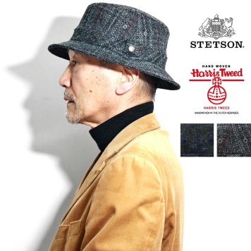 STETSON ハット ステットソン メンズ サファリハット 帽子 キルティング チェック柄 stetson 冬 ハリスツイード 日本製 秋冬 グレー 紳士 父 ギフト 40代 50代 60代 ファッション シニア コーデ 小物 秋 帽子通販 プレゼント 父の日