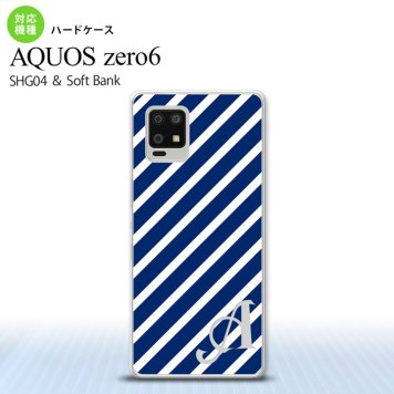 SHG04 SHG04 ZERO6 AQUOS zero6 スマホケース ハードケース ストライプ 青 白 +アルファベット メンズ レディース nk-zero6-716i