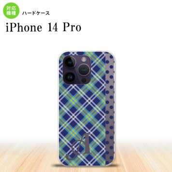 iPhone14 Pro iPhone14 Pro スマホケース 背面ケース ハードケース タータン ドット 青 +アルファベット 2022年 9月発売 nk-i14p-1534i