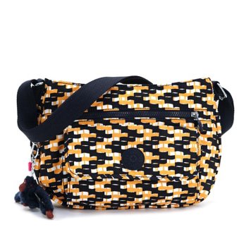 キプリング Kipling ショルダーバッグ K13163 D50 SYRO シロ 斜めがけバッグ BASKET W PRINT ネイビー＋イエロー系