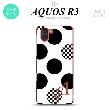 SH-04L SHV44 R3 AQUOS R3 スマホケース カバー 水玉 A 白 黒 +アルファベット nk-r3-1112i