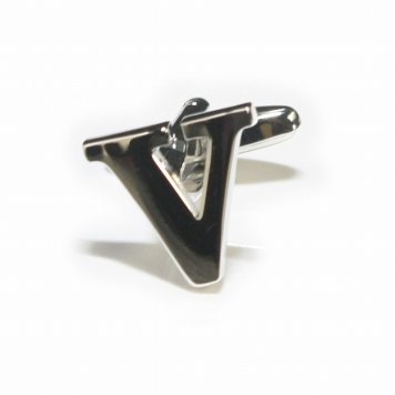 鎌倉カフス工房 アルファベットVカフスボタン（バラ売り）・カフリンクス メンズ  cf328 結婚式 旦那 プレゼント ギフト 彼氏 父の日 誕生日プレゼント