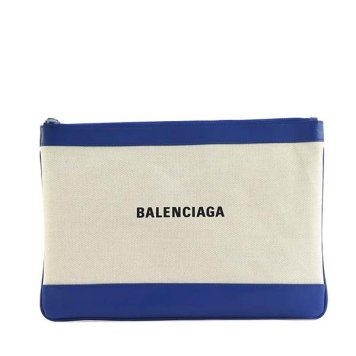 バレンシアガ BALENCIAGA クラッチバッグ ポーチ 420407 AQ37N 4181 NAVU CLIP M NATUREL/BLEU RO ブルー+ナチュラルベージュ