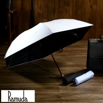 Ramuda 折りたたみ傘 晴雨兼用 6本骨 55cm 日本製 遮光遮熱 シャンブレー無地 おしゃれ日本 国産/雨傘 通勤/ビジネス シンプル/