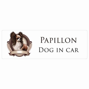 ドッグ カーステッカー イラスト付 Dog in Car パピヨン B タイプ セーフティサイン 犬種別 長方形 20x6.7cm シール リア あおり運転対策 Dog Sticker 屋外 屋内 防水 かわいい おしゃれ 安全対策 カーサイン