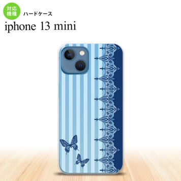 iPhone13mini iPhone13 mini ケース ハードケース バタフライ 蝶 レース 青  nk-i13m-1283