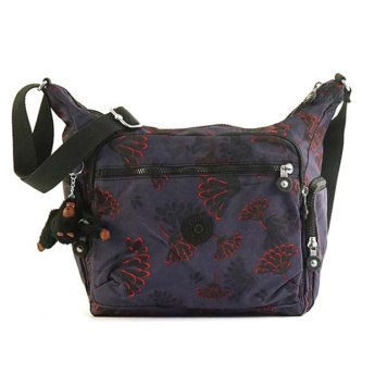 キプリング Kipling ショルダーバッグ K15255 T27 GABBIE ギャビー 斜めがけバッグ FLORAL NIGHT ダークパープル系＋フラワー柄