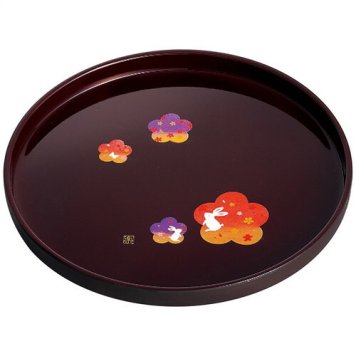 【送料無料・包装無料・のし無料】紀州塗 宴うさぎ 溜塗丸盆(八寸) 0094003(B4) ギフト 敬老の日 入学祝い 卒業祝い 就職祝い 結婚祝い 誕生日 出産祝い 引越祝い 香典返し 新盆 初盆 御礼 お中元 内祝い 快気祝い ご挨拶 志 法事