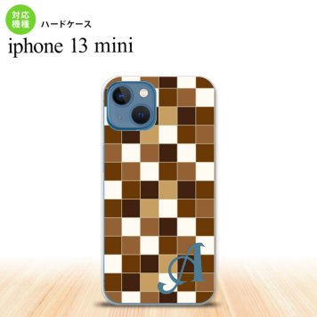 iPhone13mini iPhone13 mini ケース ハードケース スクエア モザイク 茶 +アルファベット  nk-i13m-1021i