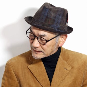 帽子 ステットソン 帽子 メンズ 中折れハット チェック柄 STETSON アメリカ イタリア生地 DUCA VISCONTI DI MODRONE 帽子 ハット 茶 ブランド コーデュロイ生地 ブラウン 敬老の日 ギフト 洗い加工 メール便 オールシーズン