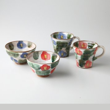 マグ付椿睦セット 陶器 美濃焼 やきものの里から、暮らしを贈ります。　ギフト 食器 セット テーブルウェア