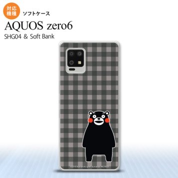 SHG04 SHG04 ZERO6 AQUOS zero6 スマホケース ソフトケース くまモン チェック グレー メンズ レディース nk-zero6-tpkm19