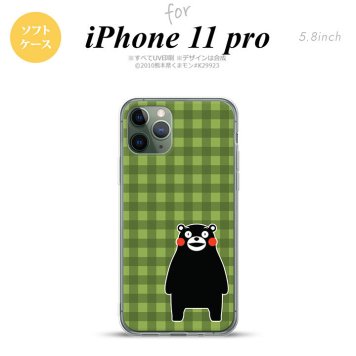 iPhone11Pro iPhone11 Pro スマホケース ソフトケース くまモン チェック 緑 メンズ レディース nk-i11p-tpkm15