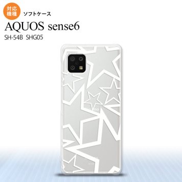 SH-54B SHG05 AQUOS sense6 スマホケース ソフトケース 星 クリア 白 メンズ レディース nk-sens6-tp1117
