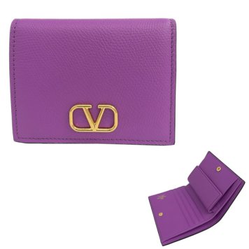 ヴァレンティノ VALENTINO 二つ折り財布 5W2P0R39 SNP ZHU Vロゴ シグネチャー ミニ財布 ヴィヴィッド ヴァイオレット VLOGO SIGNATURE FLAP FRENCH WALLET