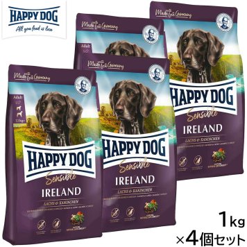 HAPPY DOG ハッピードッグ ドッグフード センシブル アイルランド サーモン＆ラビット スキンケア（成犬～シニア犬用） 1kg×4個セット 無添加