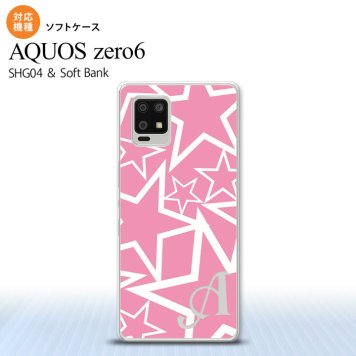 SHG04 SHG04 ZERO6 AQUOS zero6 スマホケース ソフトケース 星 ピンク 白 +アルファベット メンズ レディース nk-zero6-tp1118i