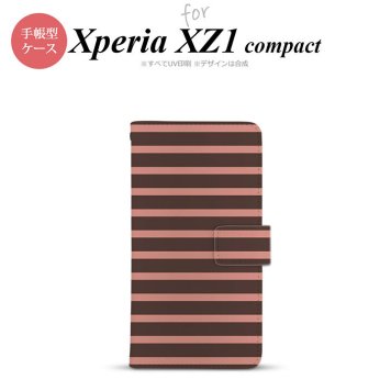 【手帳型 スマホ カバー ケース】【SO02K】【エクスペリア XZ1】手帳型 ケース SO-02K スマホ カバー Xperia XZ1 Compact エクスペリア ボーダー 茶×ピンク nk-004s-so02k-dr707【メール便送料無料】