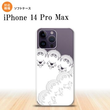 iPhone14 ProMax iPhone14 Pro Max スマホケース 背面ケースソフトケース レース B 白 2022年 9月発売 nk-i14pm-tp725