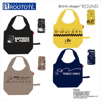 ルートート スヌーピー エコバッグ ラウンド 折りたたみ コンパクト 軽量 軽い 大きめ 買い物バッグ ショッピングバッグ エコバック ルーポケット おしゃれ