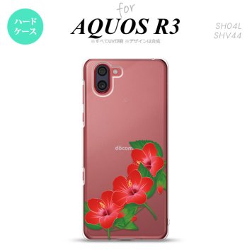 SH-04L SHV44 R3 AQUOS R3 スマホケース カバー ハイビスカス B 赤 nk-r3-085
