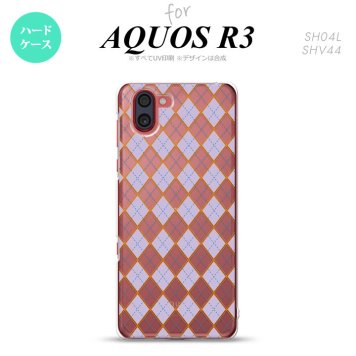 SH-04L SHV44 R3 AQUOS R3 スマホケース カバー アーガイル クリア 紫 nk-r3-1410