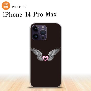 iPhone14 ProMax iPhone14 Pro Max スマホケース 背面ケースソフトケース 黒翼 ハート 黒 ピンク 2022年 9月発売 nk-i14pm-tp467