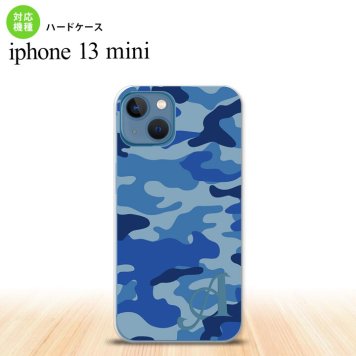 iPhone13mini iPhone13 mini ケース ハードケース ウッドランド 迷彩 A 青 +アルファベット  nk-i13m-1152i
